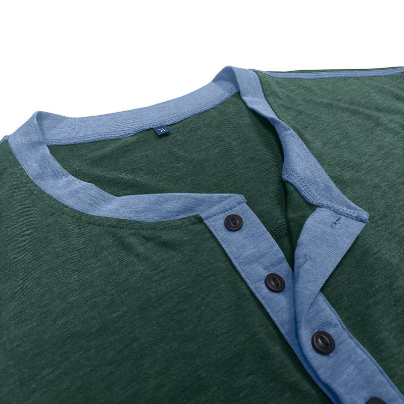 Příležitostné tričko s dlouhým rukávem přiléhavého střihu Slim-fit Henley top nadměrné velikosti pánské podzimní novinky