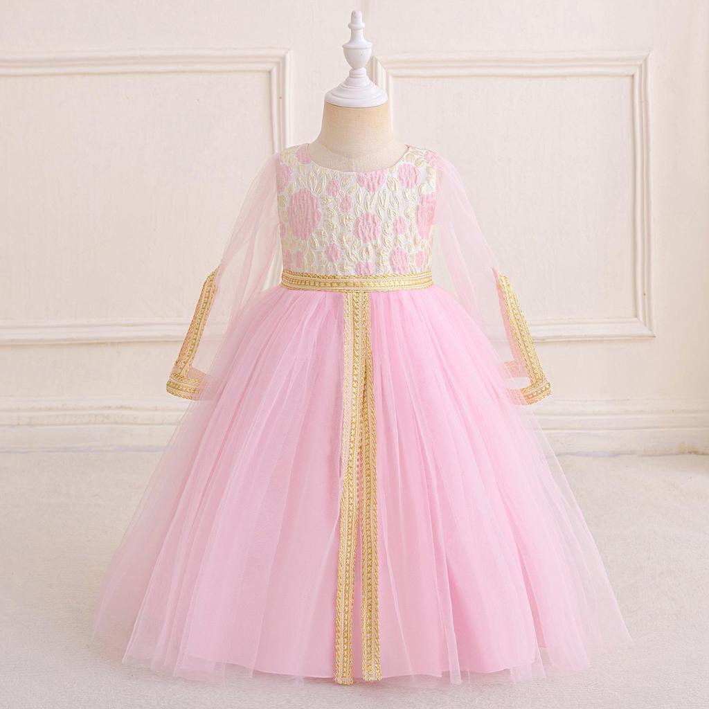 Middle East Cross-Border Pleated Evening Dress for Little Girls - Hot Stamped Princess Party Robe