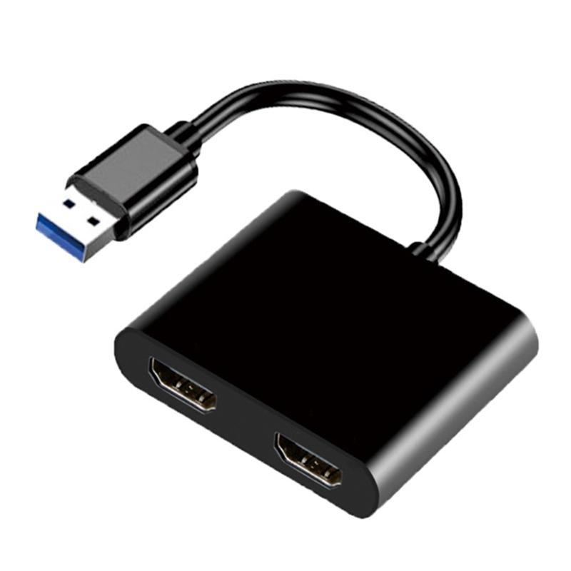 

Док-станция USB 3 в 1, адаптер-хаб 5 Гбит/с, конвертер USB 3.0 в двойной HDMI-совместимый для телефона, ТВ, многопортовый видеоадаптер 1