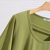 Women's Round Neck Short Sleeve T-Shirt Loose Top Plus Size Cotton Split Hem Blouse Japanese Korean Style For Summer
