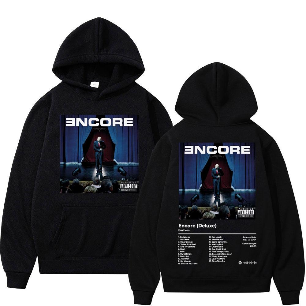 

Репер Eminem Альбом Encore Двостороннє Графічне Худі Вулична Мода Оверсайз Пуловери Чоловічі Жіночі Хіп-Хоп Вінтажні Худі M чорний