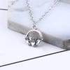 Retro Crown Necklace with Hands Holding Heart Pattern Ornament Christmas Birthday Gift