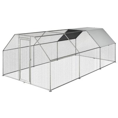 Enclosure Cage for Hens In Waterproof Galvanized Metal, Chicken Coop with Door and Oxford Cover, 280x570x195cm