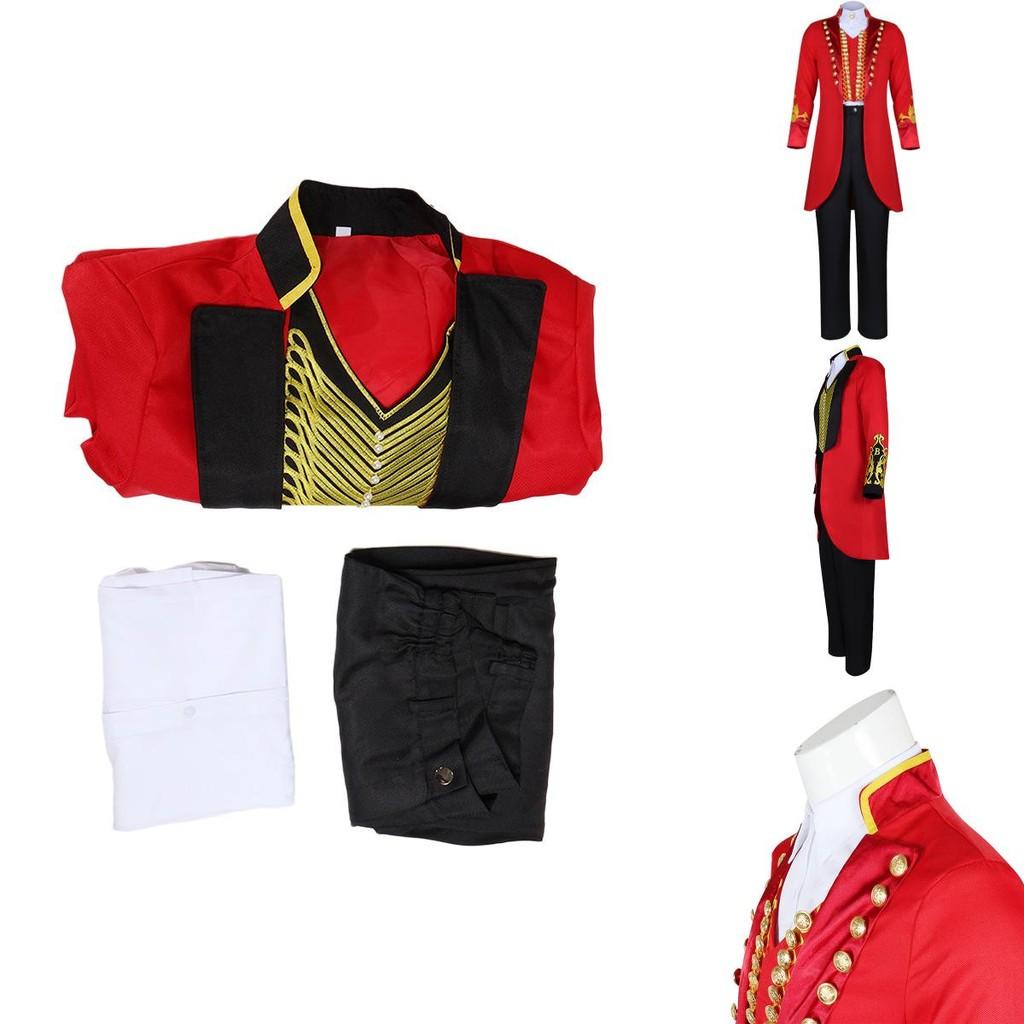 Der König des Zirkus Barnum Cosplay Kostüm für Männer Rot und Schwarz Polyester Mischgewebe