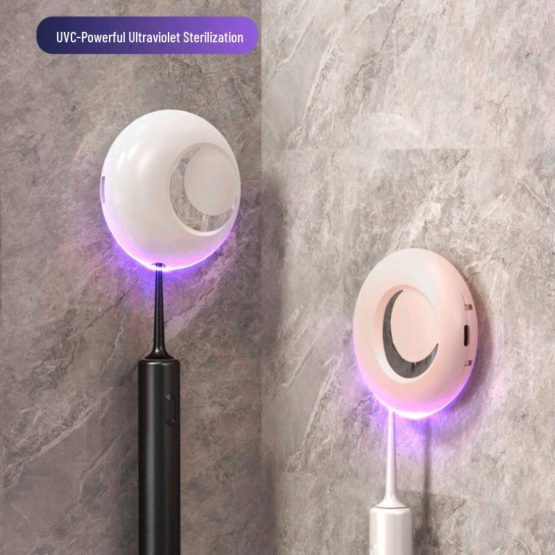 UV-sterilisierender Zahnbürstenhalter: Wandmontiert, Bohrlos, Reiniger & Trockner für den Heimgebrauch