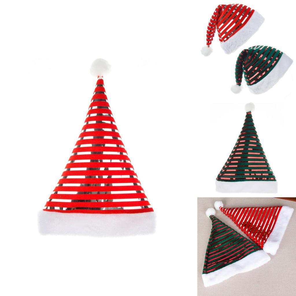 Velvet Christmas Hat With Stripes For Holiday Festivities And Gift Exchange