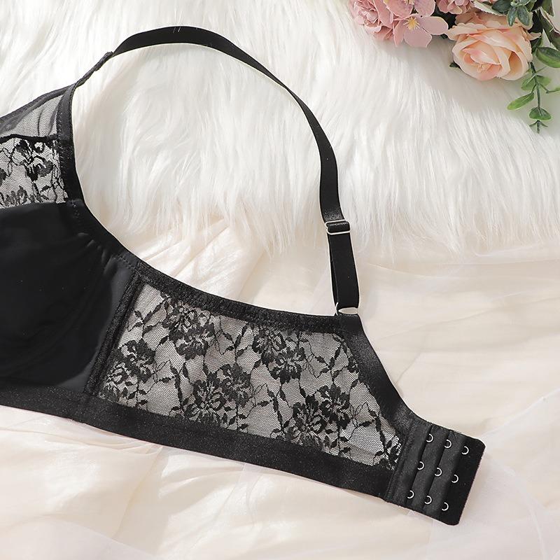 Soutien-gorge Noir à Couture en Dentelle Grande Taille avec Armatures Lingerie Grande Taille