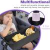 Double Sided Stroller Tray for Snacks & Activities Featuring Faux Leather Side for Eating, Polyester Side for Activities