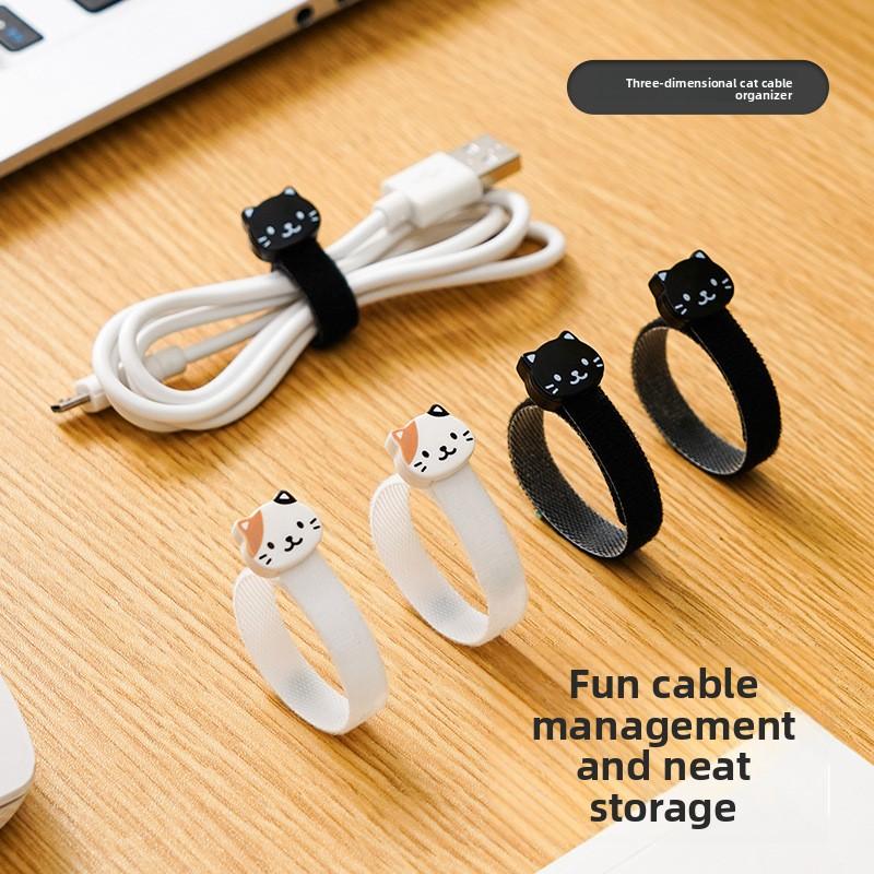 1/4PCS Cat Data Cable Storage Strap Velcro Cable Tie Cable Organizer Computer Cable Tie Organizing Wire Fixer