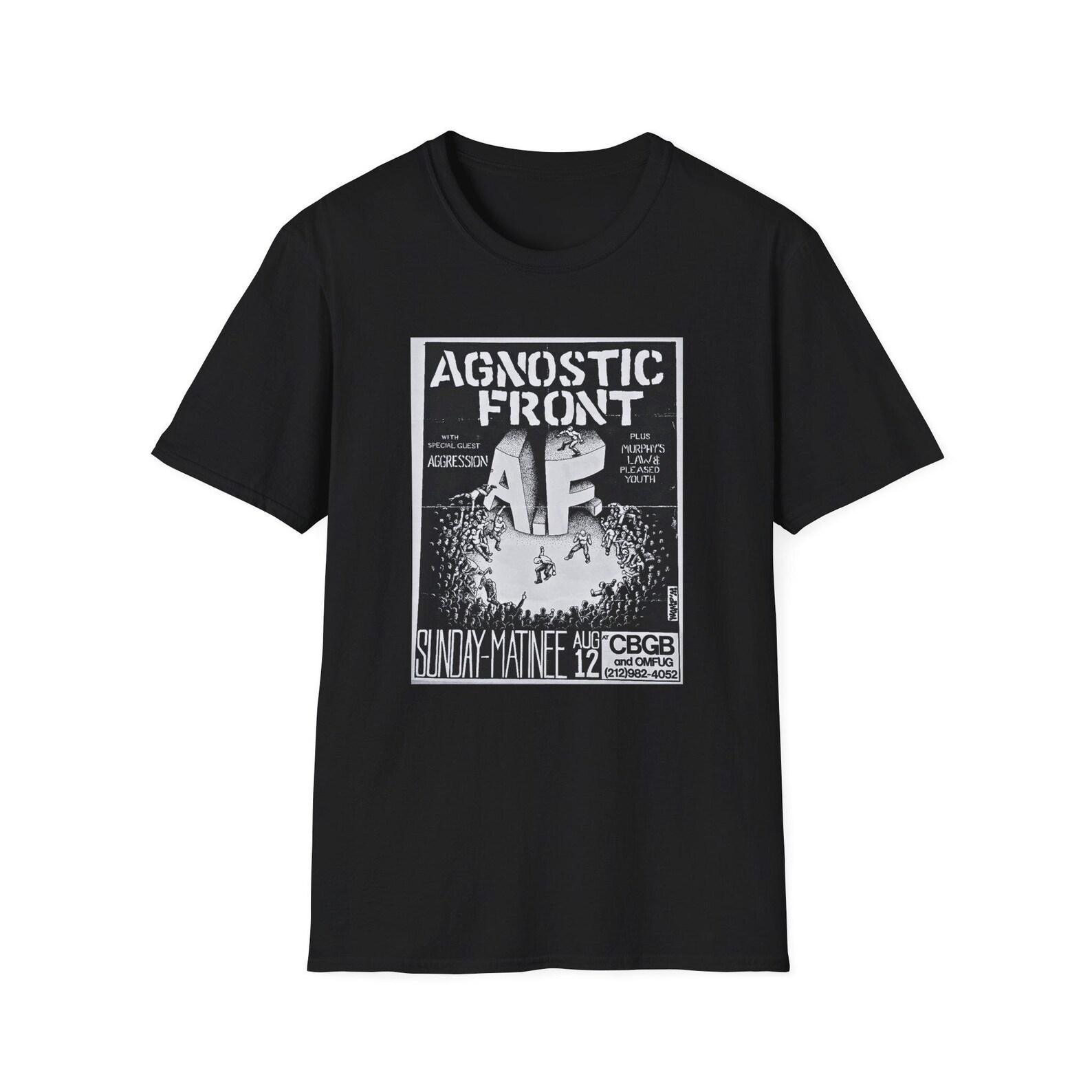 Agnostic FronT shirt - Unisex Softstyle T shirt Agnostic Front old school punk 80s Murphy s Law flyer inspired T shirt S