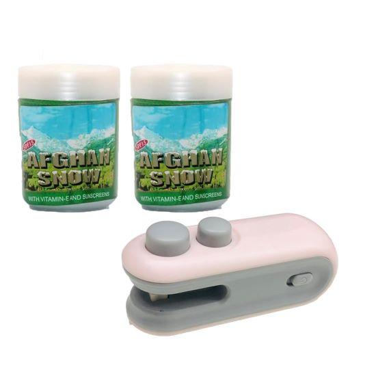 RSINC Afghan Snow Skin Cream | For All Skin Types (2x100 gm) with Sealing Machine Assorted Design Afghan Snow With Sealing Machine