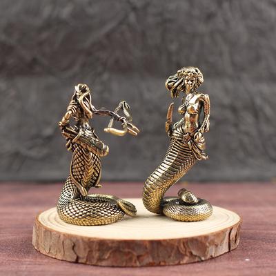 Messing Medusa Beeld Oud-Griekse Mythologie Figuur Slang Vrouw Beeldhouwwerk Decoratie Cobra Beeldje Huis Kantoor Bureau Decoraties