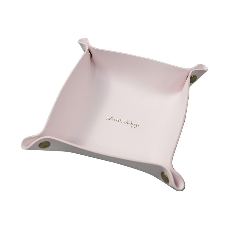 1PC PU Leather Storage Box Desktop Tray Jewelry Cosmetic Phone Key Wallet Coin Basket Folding Storage Case Table Organizer