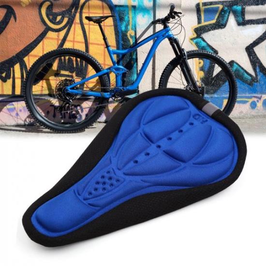 Bike Bicycle Soft Comfort Silicone Padded Saddle Seat Cover Cushion Pad Blue