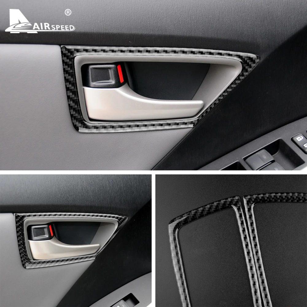 Real Soft Carbon Fiber for Toyota Prius 2010 2011 Accessories Interior Trim LHD RHD Car Side Inner Door Handle Frame Sticker