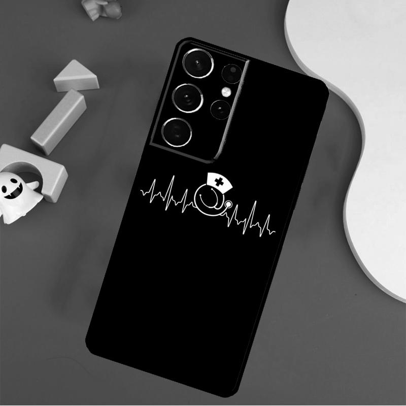 Nurse Heartbeat Phone Case For Samsung Galaxy S24 Ultra S25 Ultra S9 S10 S20 S21 S22 S23 Plus S24 FE Cover