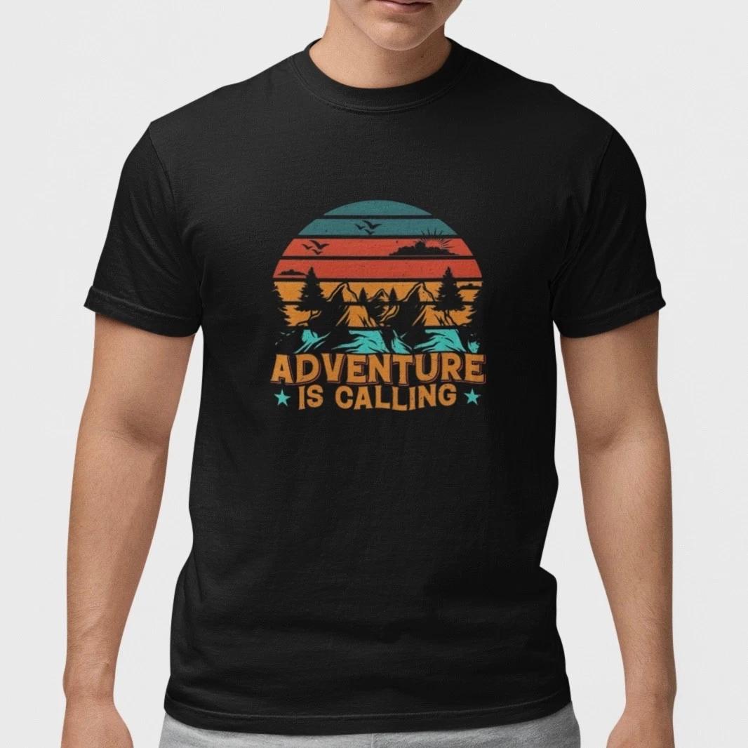 Adventure Is Calling T Shirt Camping Hiking Outdoor Vintage Graphic Tee S