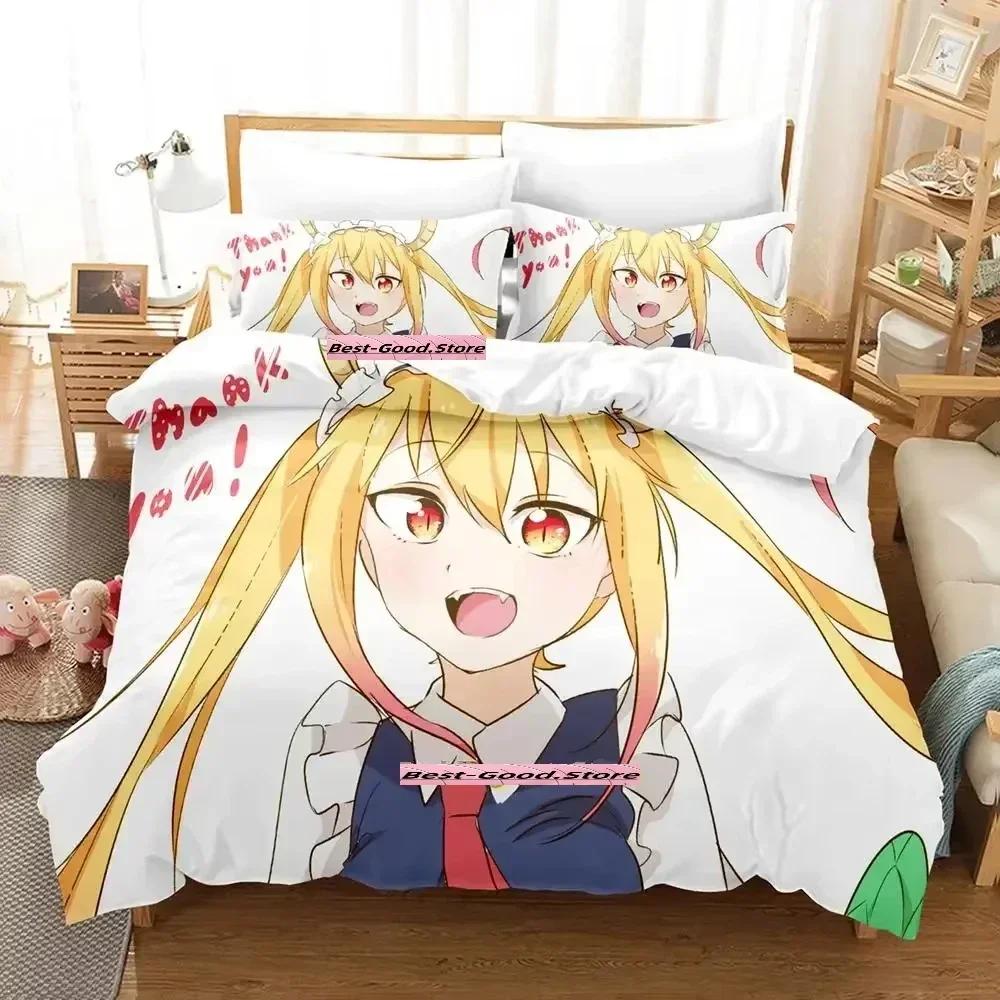 Neues Miss Kobayashi's Dragon Maid Bettwäsche-Set Anime dreiteiliges Set Erwachsene Kind Schlafzimmer Bettbezug-Sets Mode conjunto de cama