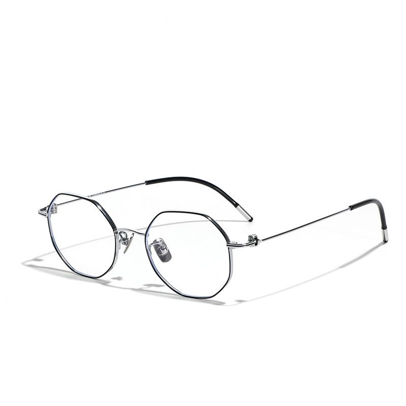 Glasses Blue Light Metal Titanium Flat Mirror Women'S Plain Mirror, Simple Myopia Mirror