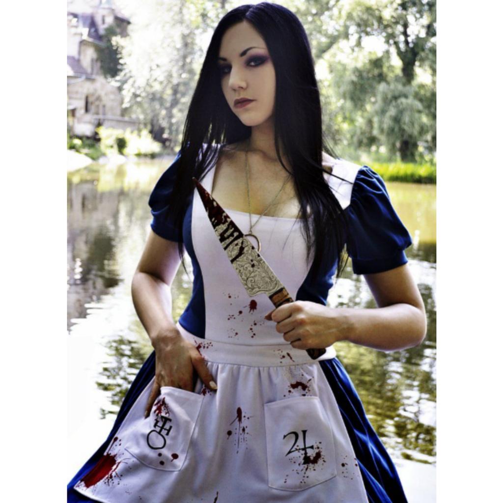 Anime Alice Princess Dress Maid Apron Dress Game Madness Returns Alice Cosplay Costume For Women Girls Halloween Party