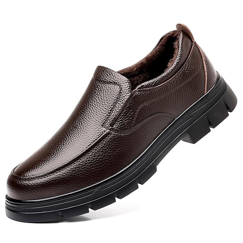 

Мужские туфли из натуральной кожи, первый слой коровьей кожи, мужские флисовые утепленные нескользящие кожаные туфли, мужские 43