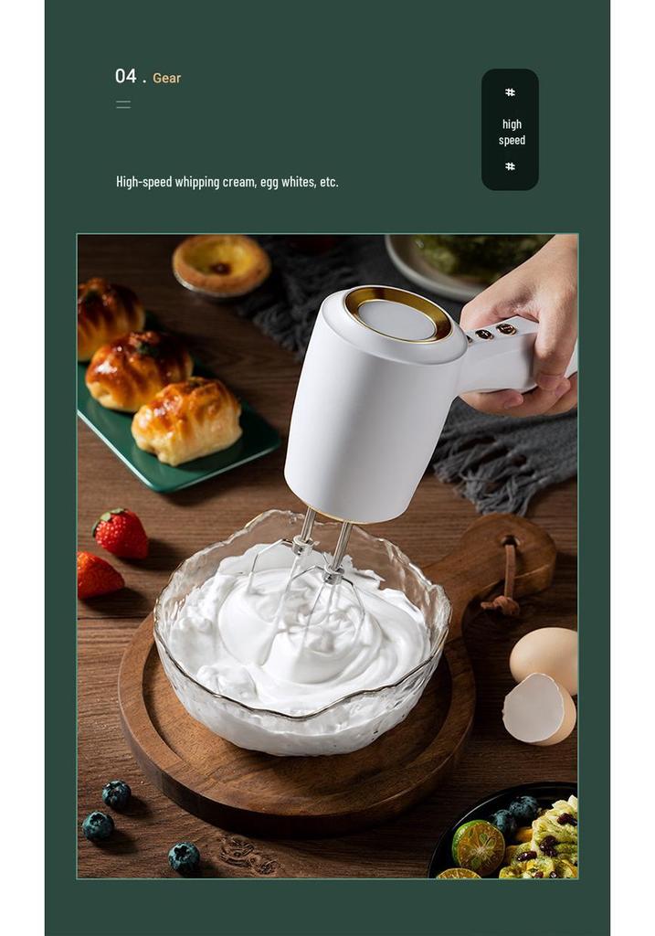 Handheld Wireless Electric Egg Beater & Cream Whipper with Dual Rods for Baking