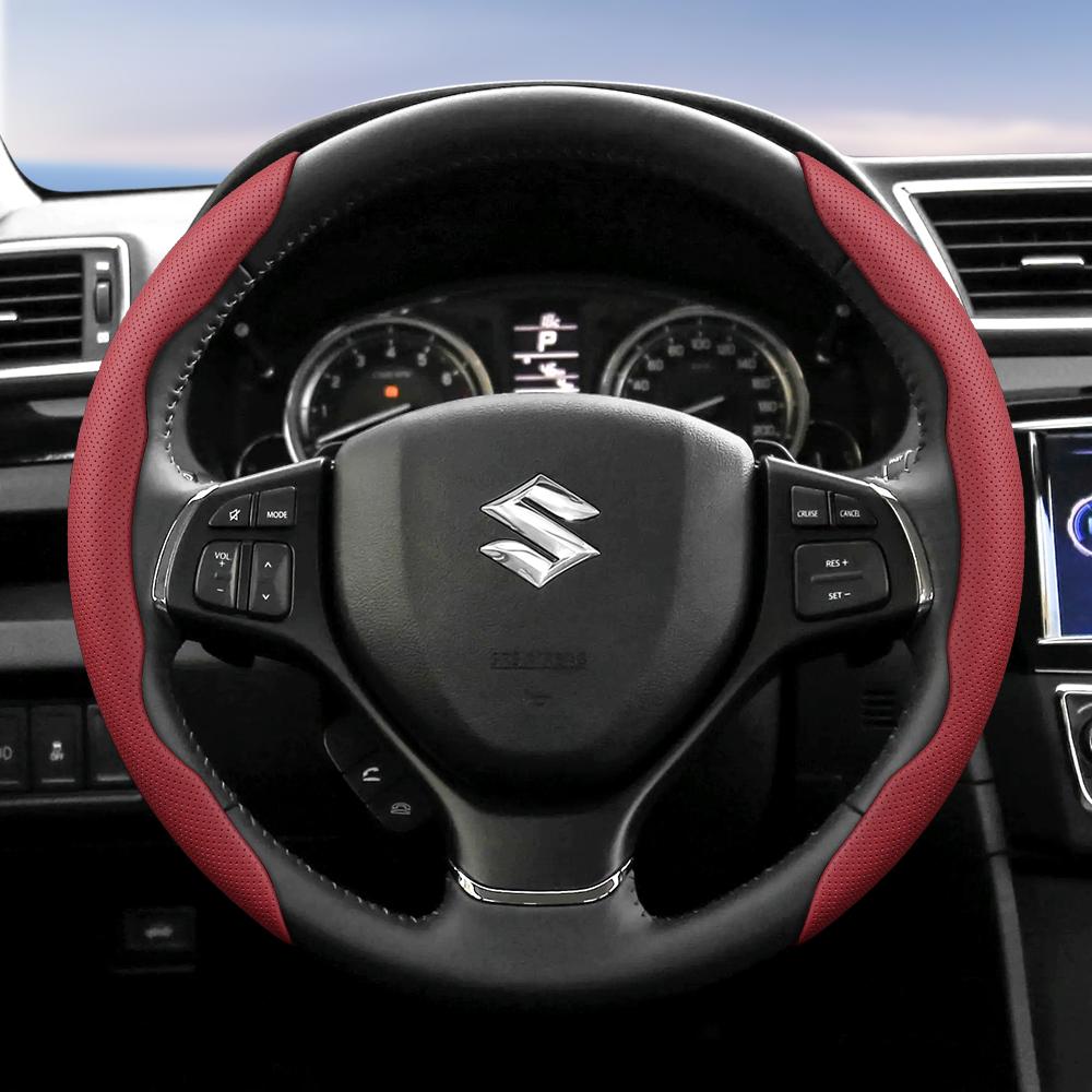 Suitable for Suzuki Breathable Hole Leather Steering Wheel Cover Segmented Quick Release Design Anti-Slip and Durable Swift 2011 Sx4 Grand Vitara