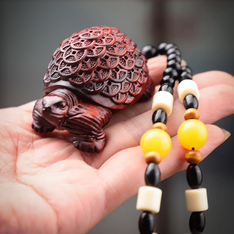 Small-Leaf Red Sandalwood Pendant: Wealth-Attracting Pixiu, Gourd, Dragon, Tortoise Design