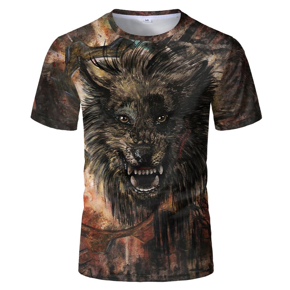 Tricou cu mânecă scurtă cu model de animale, imprimat digital 3D, cu gât rotund, bărbați, femei, ocazional, cupluri, tricouri punk