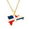 Collana con Ciondolo Bandiera Mappa della Repubblica Dominicana per Donne Gioielli in Acciaio Inossidabile Regalo