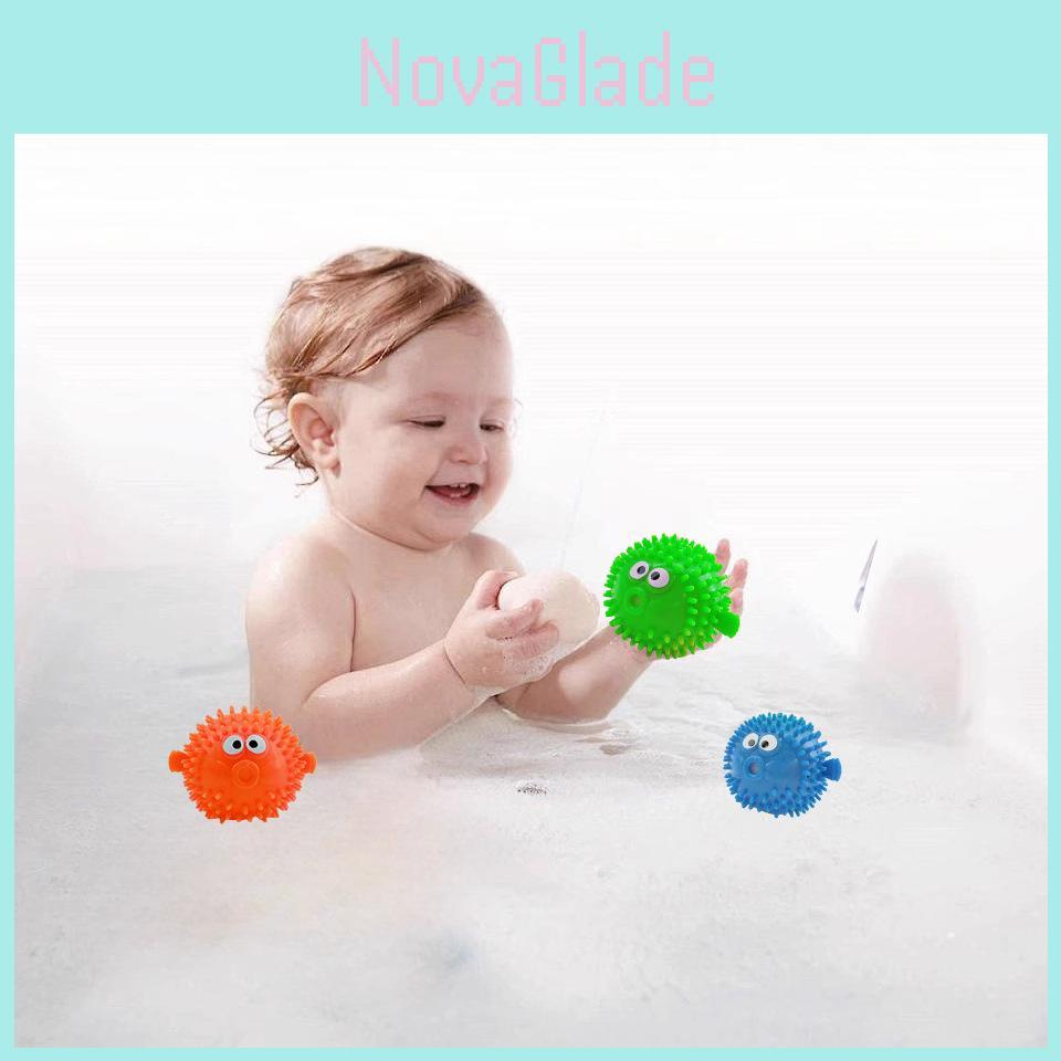 Colorful Interactive Bath Time Toys For Kids Featuring Cute Water-squirting Pufferfish