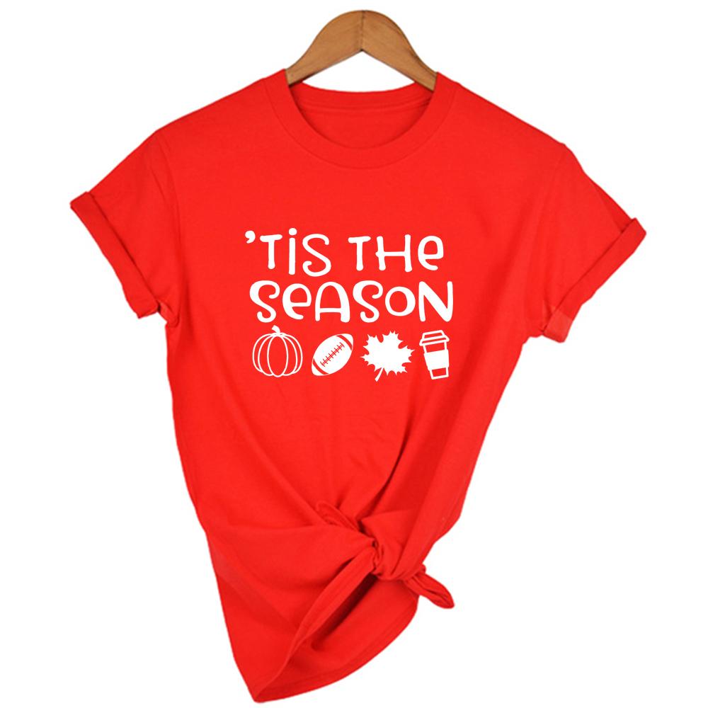 The Season Pumpkin Coffee Print Women T Shirt Autumn Graphic T Shirts Fall Harajuku Tees Aesthetic