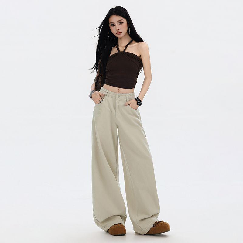 Spring and Summer New Martin Casual Pants Scimitar Jeans Women's High Waist Loose and Thin Straight Mopping Pants