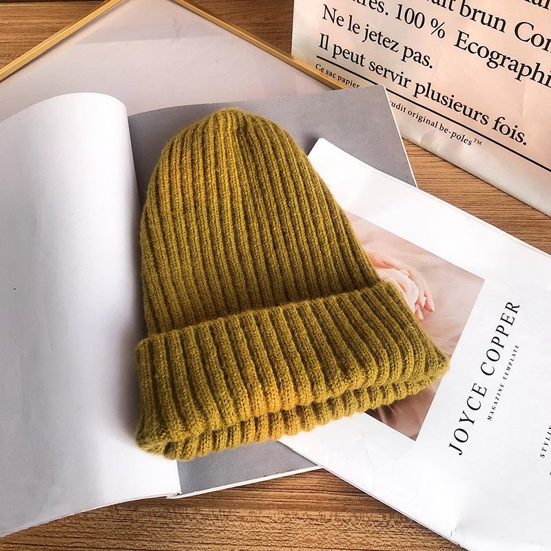 Hat Women's Autumn and Winter Versatile Solid Color Casual Student Knitted Wool Hat New Thermal Hat