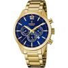 Montre - Festina - Bracelet acier homme - Dorée - Cadran bleu - Mouvement Quartz