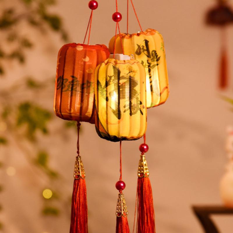 Handmade Lantern DIY Kit Glowing Cloth Orange Traditional Mid Autumn Lantern Perfect Festival Gift for Toddlers Kids