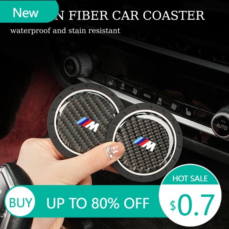Nouveau 2 PCS Porte-gobelet intérieur de voiture Tapis pour tasse d'eau Tapis étanche Pour BMW M Performance Série 1 2 3 4 5 7 X2 X3 X4 X5 X6 X7 M2 M3
