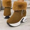 Fashion Women's Winter Thick-soled and Fleece Warm Snow Boots, High-top Side Zipper Ankle Boots and Fleece Cotton Shoes and Boots