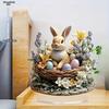 Easter Bunny Statue Cute Rabbit Statue Acrylic - 2D Flat Acrylic Desktop Ornament, Wall Decor Art, Four Seasons Decoration, Novelty Home Decor