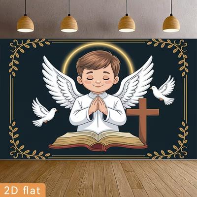 Religious Party Backdrop with Praying Angel Boy, for Communion and Confirmation