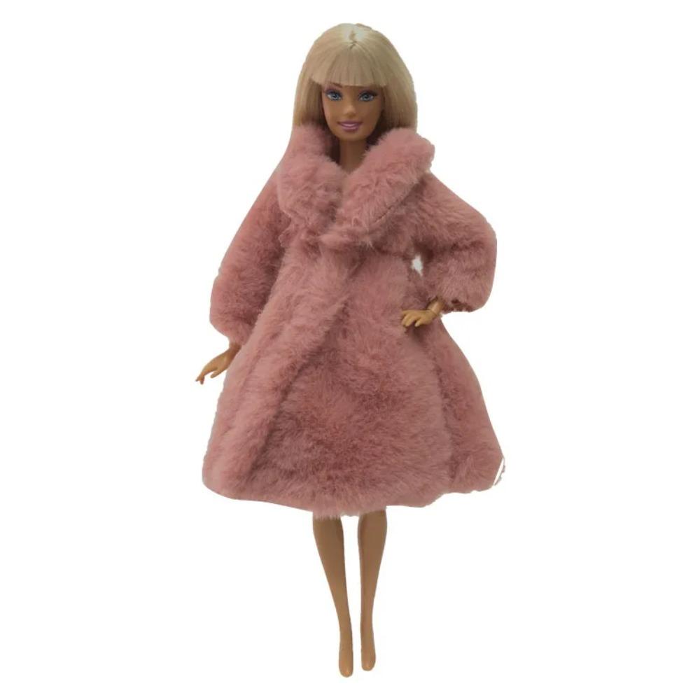 NK Multicolor 1 Pcs Long Sleeve Soft Fur Coat Tops Dress Winter Warm Wear Doll Clothes For 1/6 Doll Accessories Gift Toy JJ
