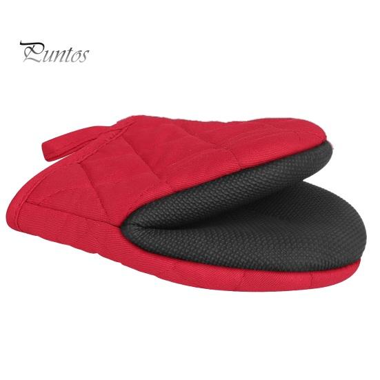 Silicone Oven Mitts 1Pc Short with Non-Slip Grips High Heat Resistant Thicker Gloves Cotton Lining Kitchen Microwave BBQ Baking Cooking Grilling