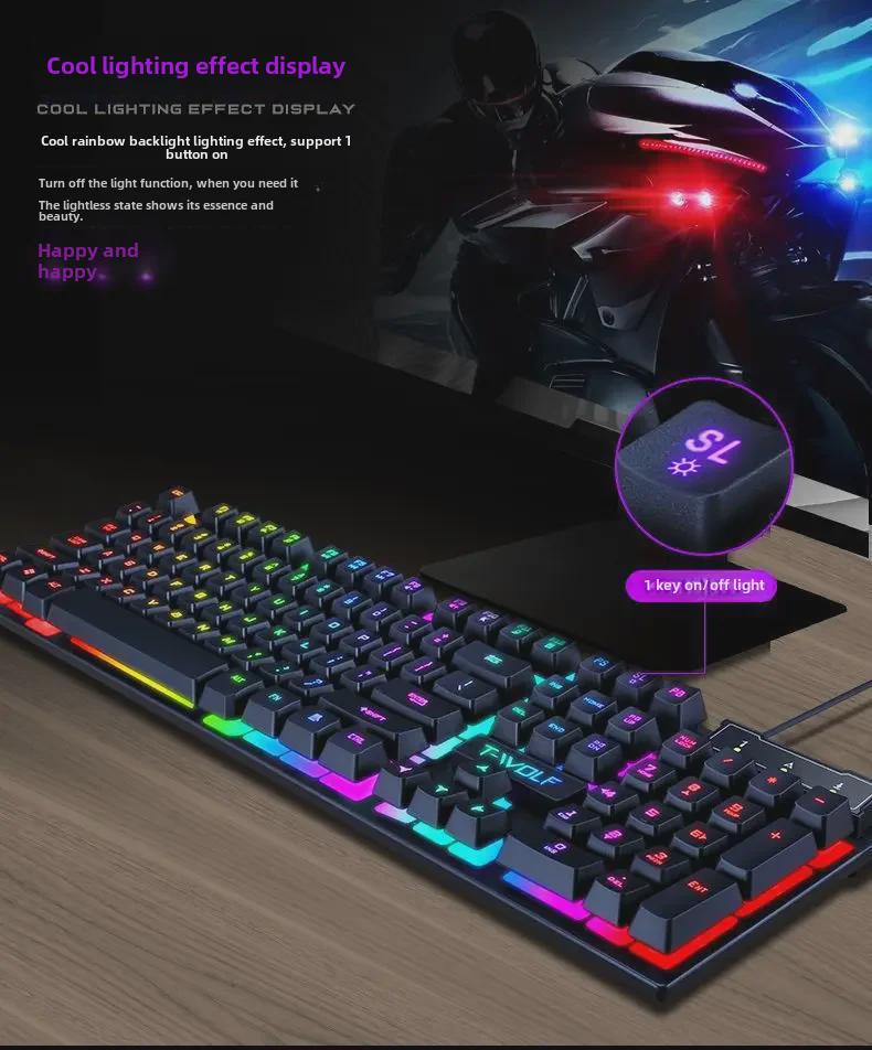 Thunder Wolf TF200 USB Wired Keyboard and Mouse Set - Mechanical Feel