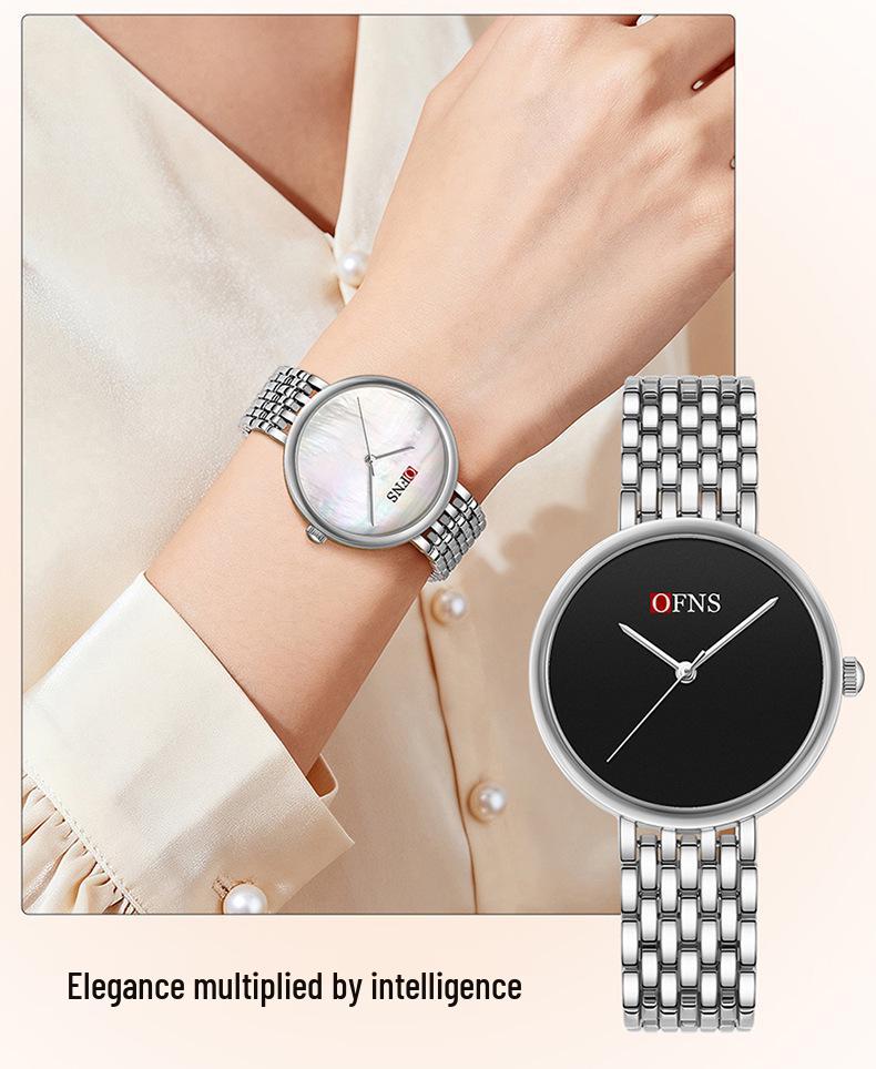 OFNS Women's Ultra-Thin Fashion Quartz Watch: Simple, Trendy, Casual, and Waterproof Design Without Hour Markers