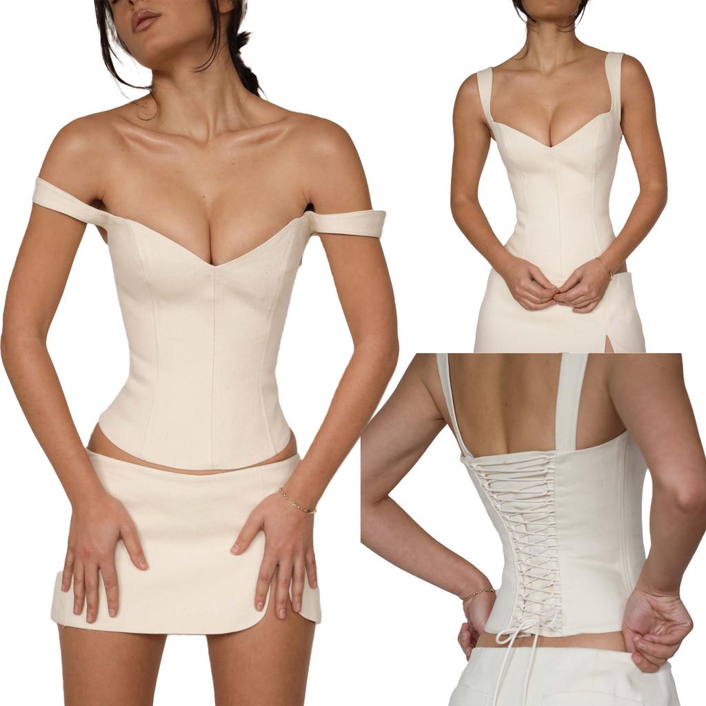 Cropped Vest Sleeveless Off-the-shoulder V-neck Sling Top