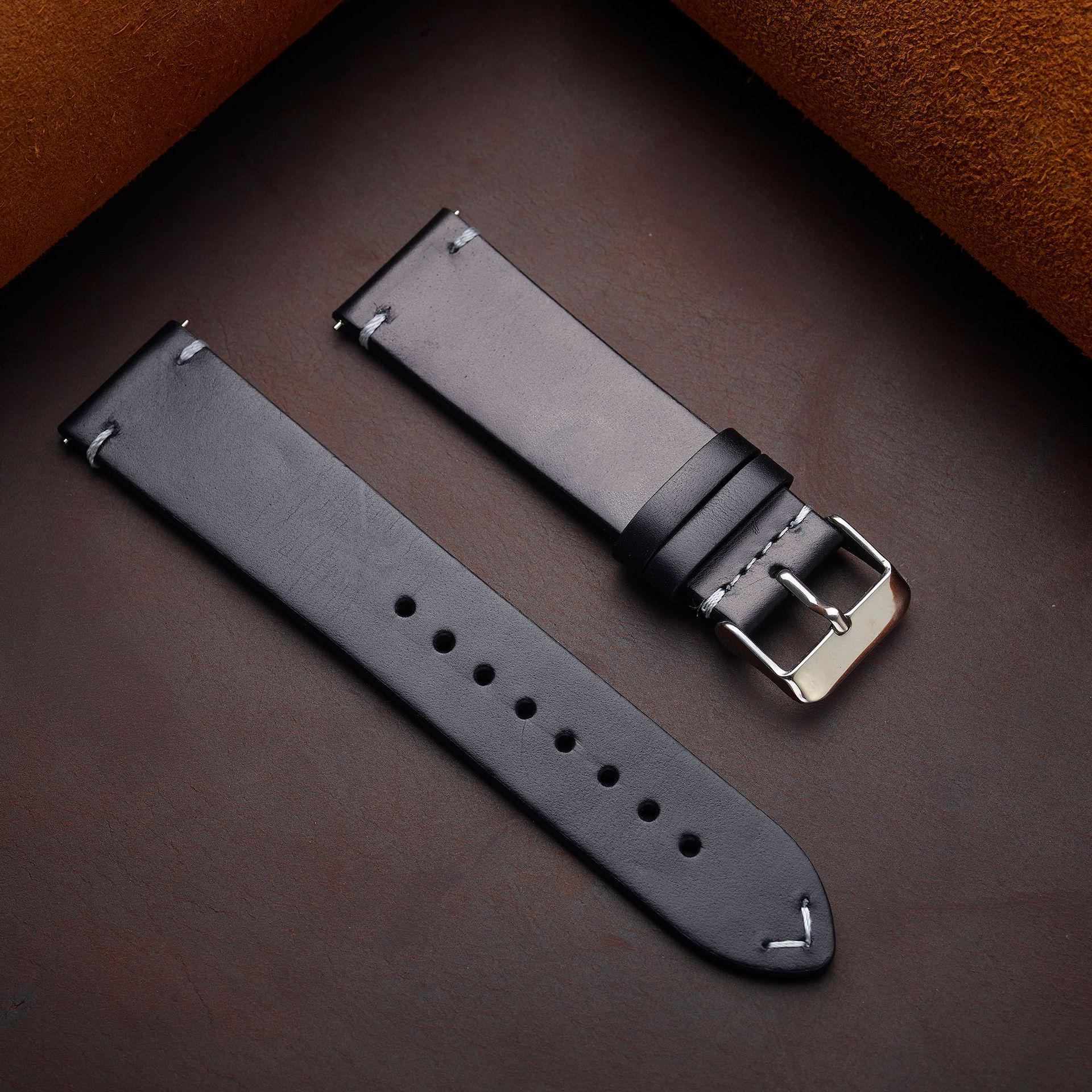 

Італійський ретро ремінець для годинника з коров ячої шкіри, що змінює колір, ультратонкий з натуральної шкіри зі швидким зняттям, доступний у семи кольорах 19mm Width чорний