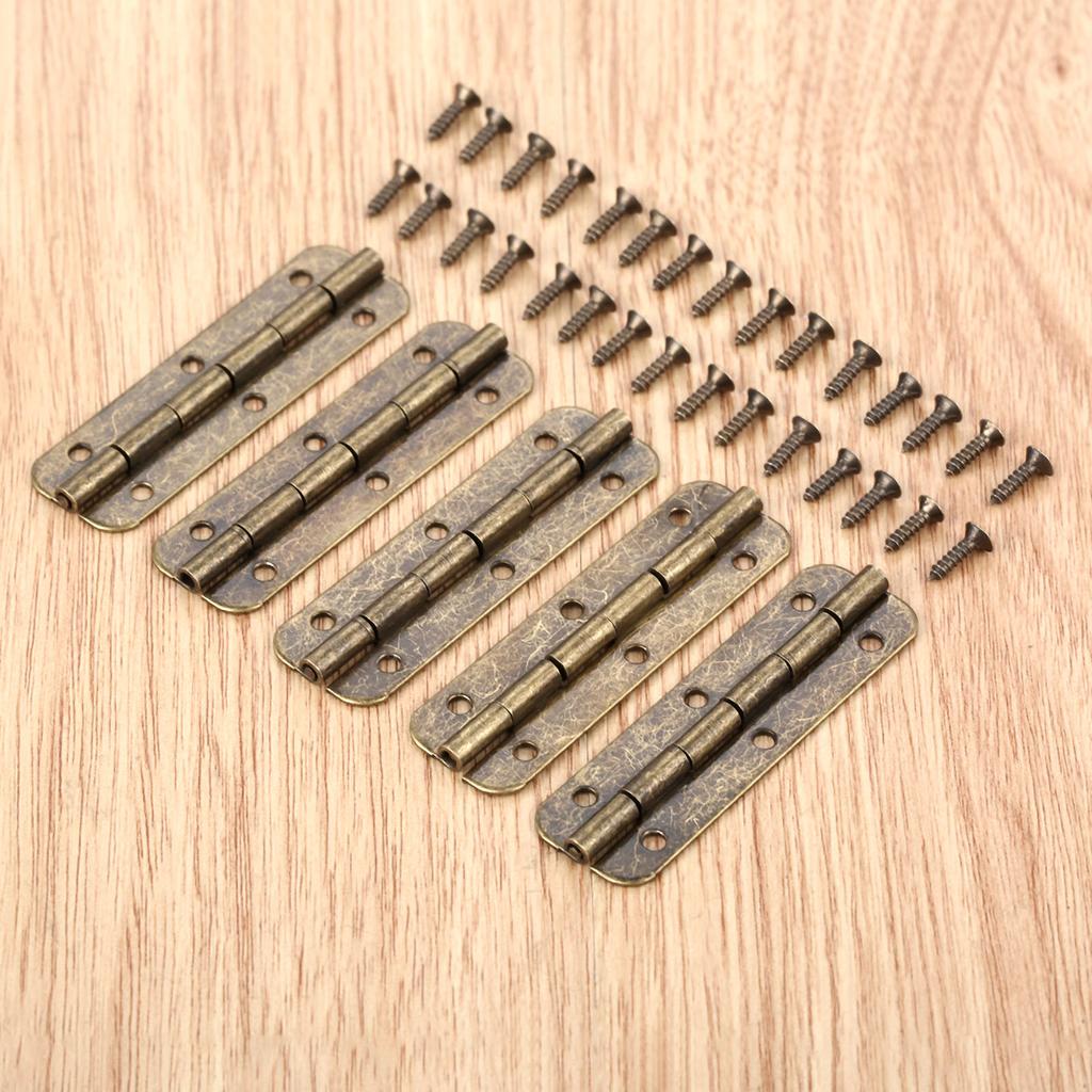 DRELD 10 Stück oder 2 Stück Antik-Bronze Schrank Holz Schmuckschatulle Geschenk Weinkiste Retro Dekor Möbel Lange Scharniere 6 Löcher 51*16mm