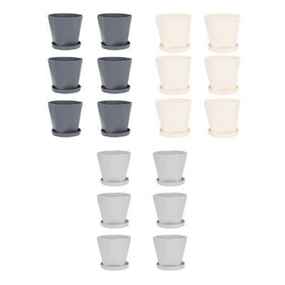 6pcs Small Plant Pot Lightweight Versatile Simple Plastic Flower Pot with Trays for Indoor Balcony Outdoor Small Plant Pot