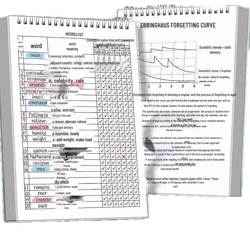 Ebbinghaus Memory Notebook for Vocabulary & Exam Prep