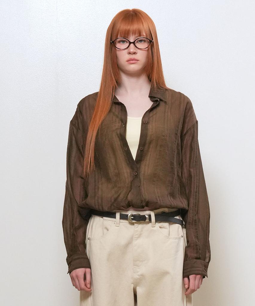 GENERALIDEA Summer Sheer Layered Blouson Shirt [Brown] / Gf2Lsh519